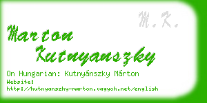marton kutnyanszky business card